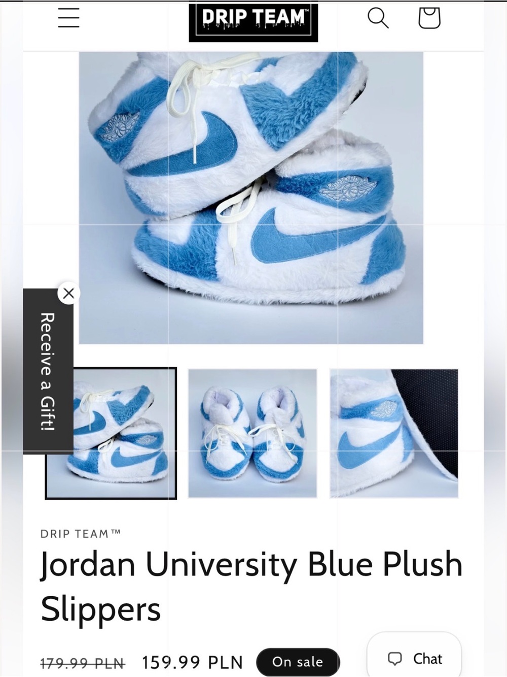 Air Jordan Nike Plush Slippers in University Blue and White